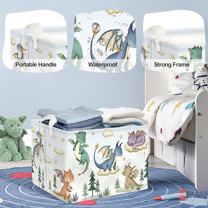 Dinosaur Laundry Hamper Large Storage Basket Cartoon Dino Collapsible Parents Organizer Kids Toy Clothes Bins for Bedroom, Bathroom, Tree, 36L