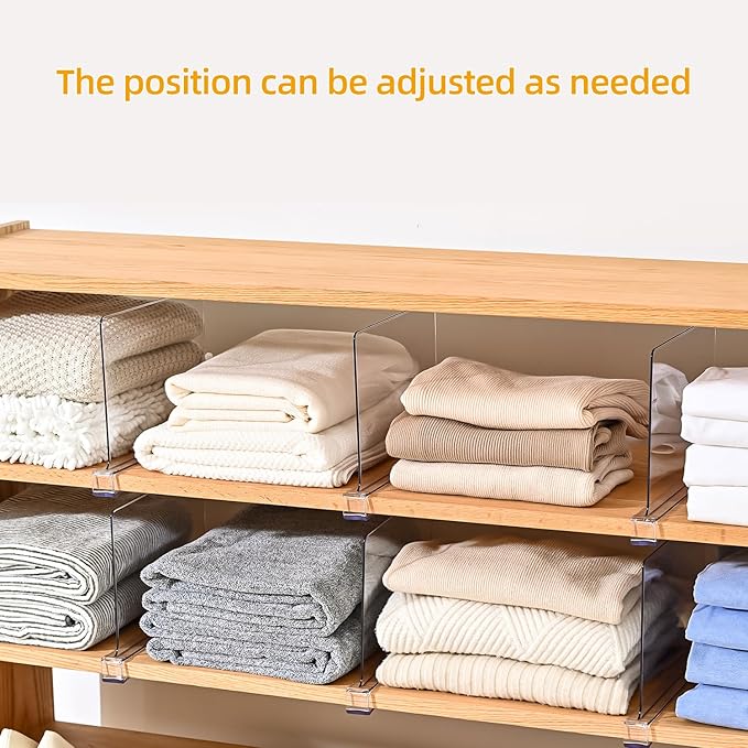 Shelf Dividers，Vertical Purse Organizer for Closet，Thickened and Sturdy Shelf Organizer for Sweater, Shirts, Handbags,8" Tall x 11" (6 Pcs)