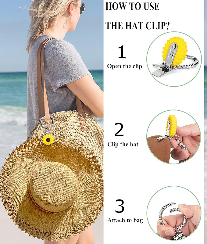 Hat Clip - Hat Holder for Travel on Bag - Silicone Hands Free Hat Clip for Purse Luggage - Protect Hat from Falling