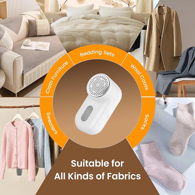 Lint Remover for Clothes, 5W Electric Lint Shaver with 3 Speeds, Fabric Shaver Rechargeable with 2 Shaving Heads, Sweater Shaver Brush Fuzz Debobbler for Clothes Blanket Carpet Bobbles Sofa