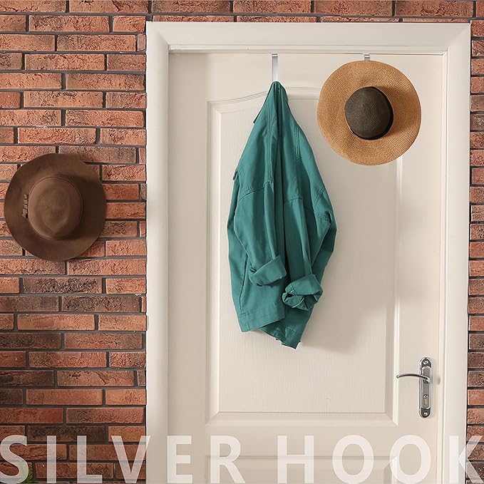 10 Pack Over The Door Hook, Sturdy Over Door Z-shaped Metal Hanger Heavy Duty Metal Hook Upgraded for Hanging, Towels, Clothes, Bags, Cubicle, Bathroom Use Fits 1 3/4 Inch Thick Doors (Silvery)