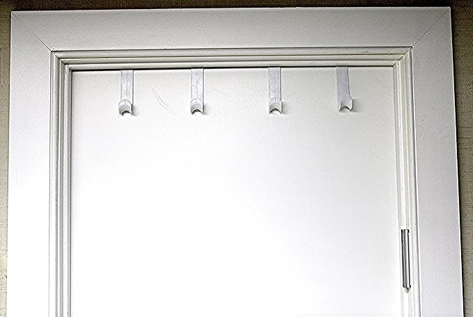 Dependable Industries inc. Essentials Over-The-Door Hanger Hook Set – 4-Pack of 3.5 in., Plastic Over-The-Door Hangers & White Over-The-Door Hooks – Over-Door Hooks for Hanging Clothes & Towels
