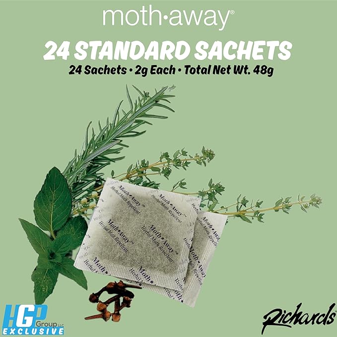 Richards Homewares Moth Away Herbal Non Toxic Natural Repellent, Count, 24-Sachets