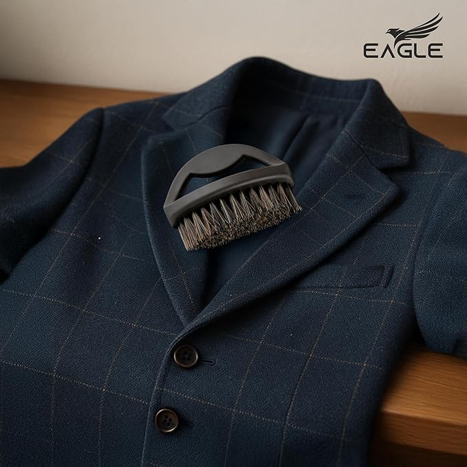 Horsehair Suit Brush for Men – Premium Lint Remover for Wool Coats, Cashmere, Sweaters & Garments – Reusable Clothes Brush for Collars, Sleeves & Travel – Gentle Fabric Brush for Blazers & Jackets