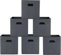 Yunkeeeper storage bins Cubes, Fabric Cube Organizer with Handle, Foldable Cube Bins for Cloth or Accessary Storage, 11x11x11, Set of 6, (Gray)