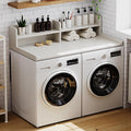 ChooChoo 2-Tier Washer Dryer Countertop with Adjustable Shelf, Spacious Laundry Room Storage for Folding Clothes and Efficient Organization, White