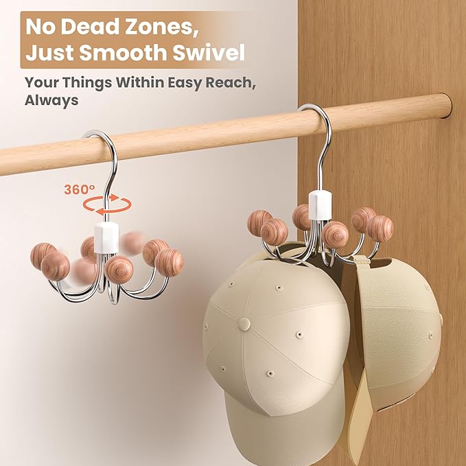 OHIYO 4-Pack 360° Swivel Hoodie Hangers with 6 Cedar Balls, Closet Organizer for Bra, Scarves, Belts, Purse & Accessories Storage