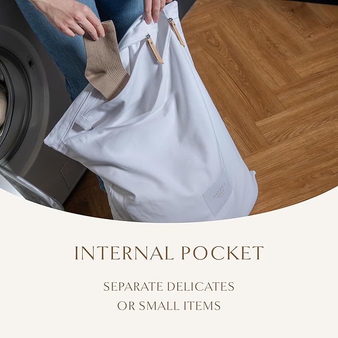Hayden Hill Luxury Organic Cotton Travel Laundry Bags - Set of 2 Large and Small Size - For Dirty Clothes at Home, Traveling, and Packable in Luggage and Suitcase - Carbon Neutral