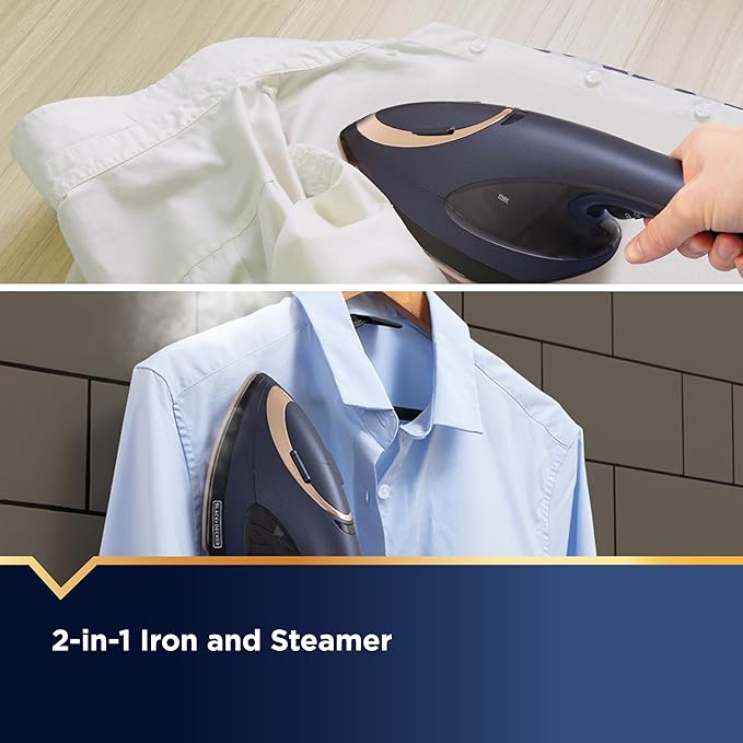 BLACK+DECKER Press & Steam 2-in-1 Iron and Steamer, 180% More Steam & One Temperature Technology, Ceramic Soleplate, Safe on All Fabric Types (Pack of 2)