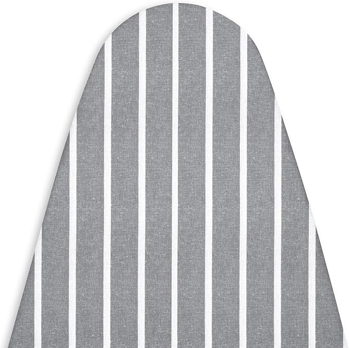 Encasa XO Ironing Board Cover and Pad 54"x18" - 4mm Felt X-Large Iron Board Cover with Padding, Stain-Safe Dye, Non Slip, Elastic Bungee Cord Tightening, Heat Resistant Roma Grey Stripes