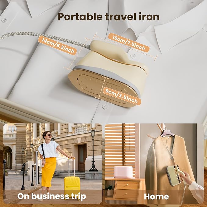 Portable Clothes Steamer 175x80mm Ceramic Glaze Panel Iron LCD 220ml Water Tank 1200W&15s Fast Heat Up 4-speed Steamer for Clothes of all Fabrics Dry&Wet Iron for Home Travel Business Trip