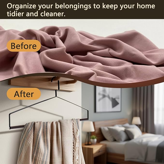 22" Bedspread Drapery Blanket Tablecloth Hangers, Dry Cleaner Hangers, Made of Solid Beech Wood and Metal, 10pcs Heavy Duty Hanger for Blankets, Table Cloths and Closet Storage