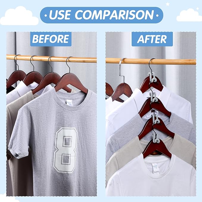 Unittype 100 Pcs Space Saving Hanger Hooks, Clothes Hanger Connector Hooks, Heavy Duty Space Saver Extender Clips for Closet Organizers (Gray)
