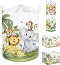 Clastyle 63L Large Rainforest Animals Kid Laundry Hamper with Handle Boy Girl Bedroom Bathroom Nursery Clothes Toy Storage Basket with Lid