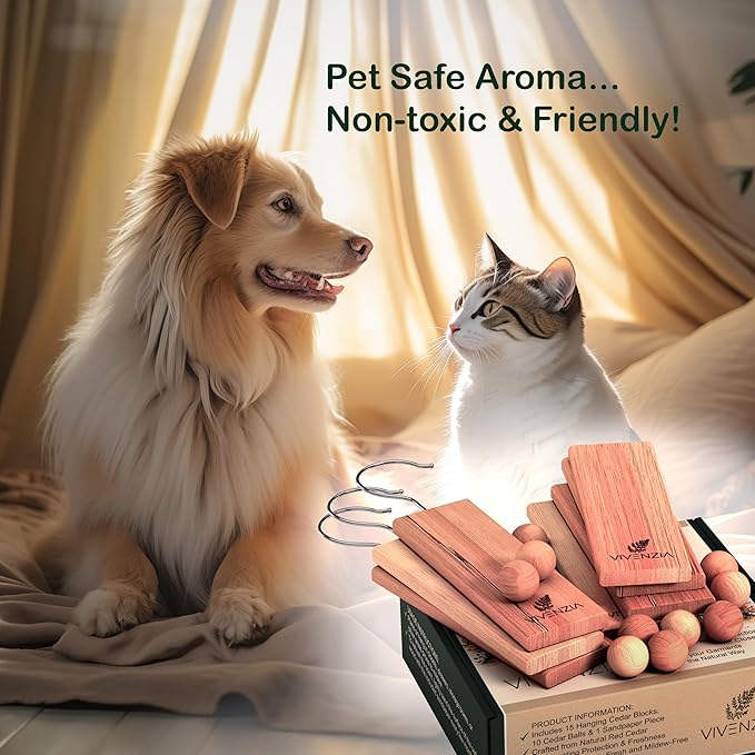 Cedar Blocks for Closet -25 pcs (15 Hang-ups & 10 Balls)- Aromatic Cedar for Closets, Natural Closet Smell Eliminator, Natural Closet Deodorizer, Drawer Fresheners for Dresser.