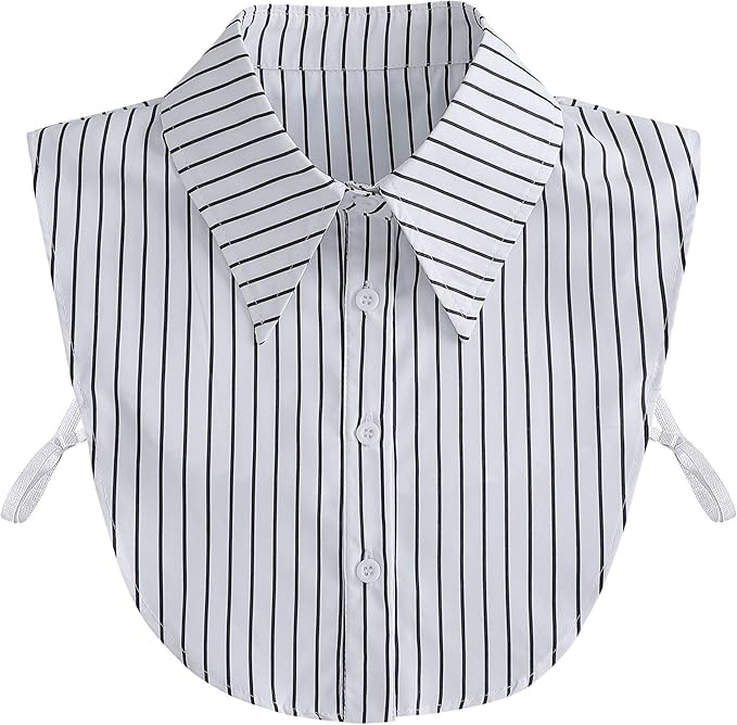 GUZOSJO Blue Striped Detachable Collar Shirt,Dickey Half Blouse False Collar for Lady Girls Men