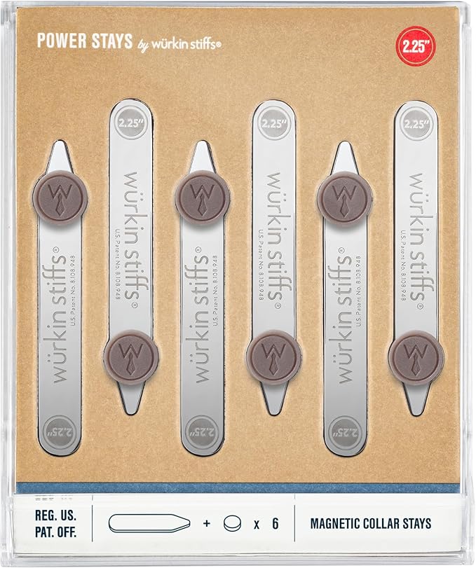 Würkin Stiffs Power Stays Magnetic Collar Stays|Power Stays with Storage Case | Metal Shirt Collar Stays for Men Clothing