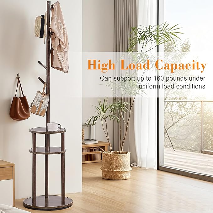 VECELO Coat Rack Freestanding, Entryway Hanger Stand, Umbrella Holder