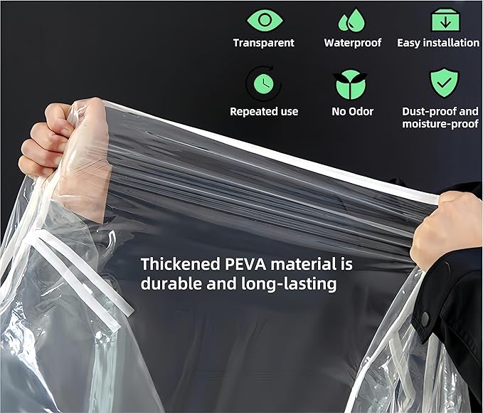 Clear Garment Rack Cover, Transparent Clothes Rack Cover with 2 Smooth Zipper, Dustproof and Waterproof Clothing Protector (L:71"L x 20"W x 59"H)