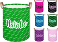 Personalized Laundry Basket, Custom Gift Laundry Hamper, Collapsible Nursery Waterproof Laundry Baskets, Dirty Clothes Toy Hamper with Handles Name Green