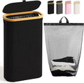 75L Slim Laundry Hamper with Lid, Dirty Clothes Hampers for Laundry, Collapsible Laundry Baskets for Small Spaces, Bedroom, Bathroom, Laundry Room, Black