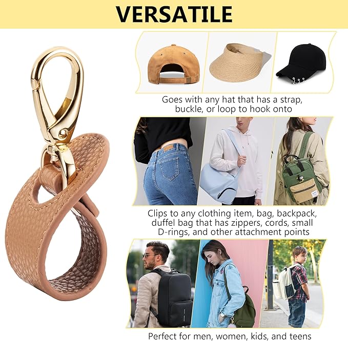 BAREFOOT CARIBOU Hat Clip for Travel, Hands-Free Bag, Backpack, Purse, and Hiking Gear Clip-on Holder Strap for Baseball, Snapback, and Ponytail Caps