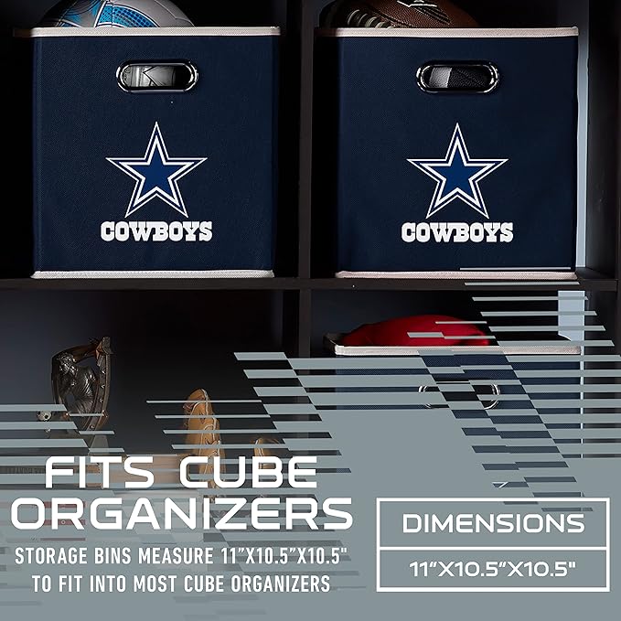 Franklin Sports NFL Storage Bins - Collapsible Cube Container + Basket - NFL Office, Bedroom + Living Room - 11"x11"