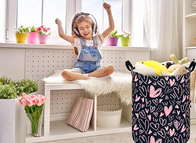 Girls Room Storage Basket Decor Organizer Bins Kids Hamper Storage Bins Toy Box Women Laundry Basket Large Canvas Collapsible Chest for Home/Dorm/Kitchen/Pet/Office/Closet/Shelf/Gift Baskets