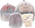 Drawstring Lingerie Laundry Wash bags Set for Delicates, Garments, Blouse, Sweaters, Bras, and Quilts, Set of 3, Include 3 different Type of size (Coarse hole)