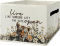 Rustic Tiger Storage Bins & Boxes with Handles, Farmhouse Tiger Foldable Basket for Organizing, Live Like Someone Left the Gate Open Collapsible Storage Basket for Bedroom Bathroom Clothes Toys