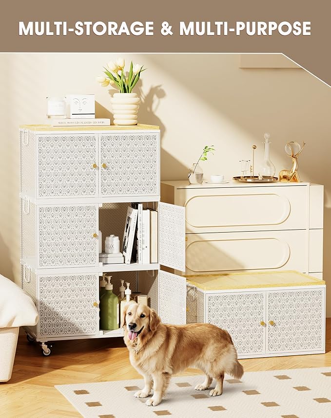 3 Tier Metal Storage Cabinet with wheels, Storage Bins with Magnetic Doors, Storage Cart for Living Room, Bedroom, Bathroom, Kitchen