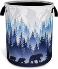 Mama Bear Laundry Basket Forest Mountains Foldable Oxford Cloth Funny Tote Bag Laundry Hamper Clothes Storage Bucket Toy Organizer For Bathroom/Laundry Storage/Bedroom 18.9x16.5 Inch