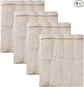 HEAVYWOOD 4-Piece Cotton Mesh Landry Bag Organic Wash Bag for Washing Machine Lingerie Bags for Washing Delicates with Sturdy Anti-Rust Zipper Clothes Washing Bag (4Bags, L)