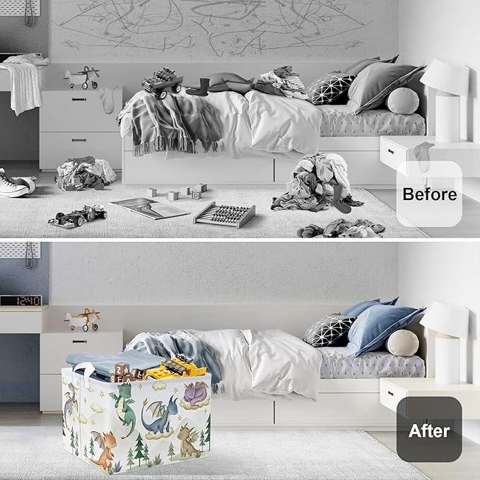 Dinosaur Laundry Hamper Large Storage Basket Cartoon Dino Collapsible Parents Organizer Kids Toy Clothes Bins for Bedroom, Bathroom, Tree, 36L