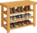 SONGMICS Shoe Rack Bench, 4 Tier Bamboo Shoe Storage Organizer, Entryway Bench, for Living Room, Bathroom, Bedroom, 11.3 x 27.6 x 20.5 Inches, Light Bamboo ULBS370YL01