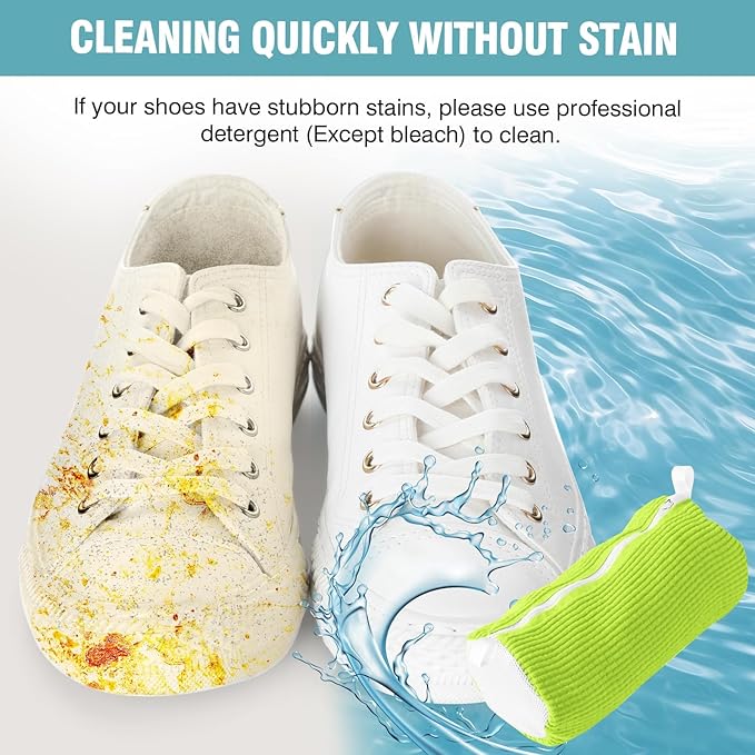 Shoe Washing Machine Bag, Shoe Laundry Bag for Washer and Dryer, Include Dry Net Bag, Reusable and Durable Zipper with Hook Design, Shoe Washing Bag for Sneaker (Green, 1 Pack)