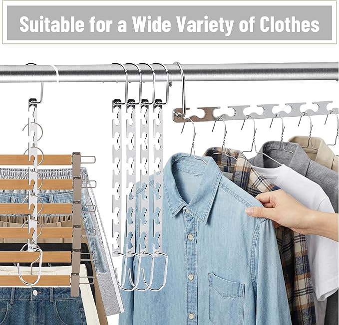 Mr. Pen- Metal Space Saving Hangers for Clothes, 20 Pack, 6 Slots, 360° Rotating Hooks, Metal Hangers, Wardrobe Organizer, Magic Cascading Hanger, Closet Space Saver, Closet Organizers and Storage