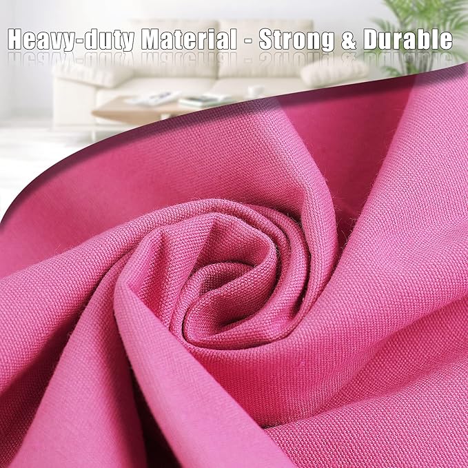 Sanlykate Large Canvas Cotton Laundry Bag with Drawstring & Handles, Heavy Duty Durable Dirty Clothes Organizer, Tear Resistant Hamper Liner Storage Bag, Travel Sack, 25.5 x 34inch - Deep Pink
