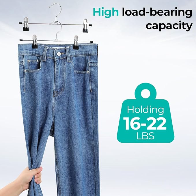 GoodtoU Pants Hangers with Clips - Metal Hanger with Adjustable Clips 36 Pack for Pant Jeans Skirt Boots, Heavy Duty Non-Slip
