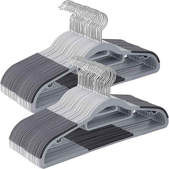 50 Pack Plastic Clothes Hangers- 16.5 Inch Slim Space Saving Hangers for Closet, Heavy Duty Non-Slip Hangers with 360° Swivel Hooks for Hanging Coats, Suits, Jackets, Shirts,T-Shirt