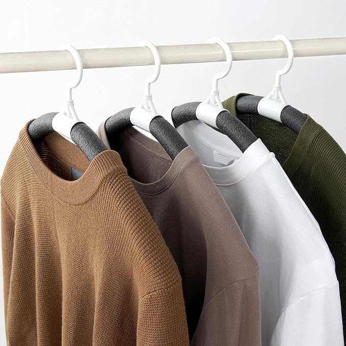 Displays By Jack No Shoulder Bumps Sweater Coat Hangers Padded No Slip Clothes Hanger Flexible Bendable for Bump Free Clothing Adjustable Versatile, Width 18" (Multi-Color, 4)