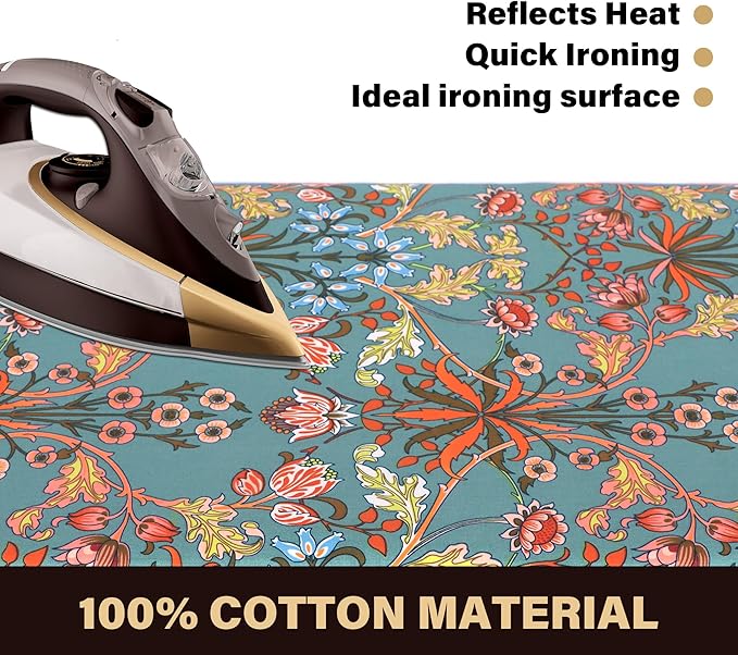 caius Easy Installation 15x54 Ironing Board Cover and Pad - Elastic Edge, Applicable Standard Size Iron Board Cover, Stain Resistant, Setup for Effortless Ironing Experience