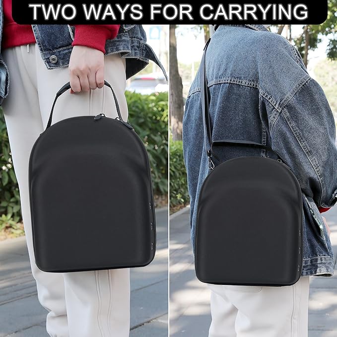 Hard baseball hat case, Hat Carrier Travel Case with Adjustable Shoulder Strap, Hat cap case for 6 Baseball Caps - Perfect for Traveling & At-Home Storage (Black with Grey)