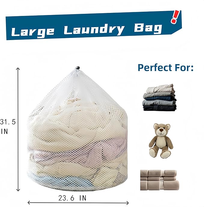 3-Pack Heavy-Duty Mesh Laundry Bags For Delicates - Large 24x32 Inch Washing Machine Bags For Delicates, Hampers, Sports Gear, And Travel - Prevents Tangling And Damage
