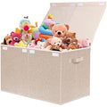 VERONLY Large Toy Box Chest Storage with Lid - Collapsible Kids Toys Boxes Organizer Bins Baskets with Handles for Boys, Girls, Nursery, Playroom, Clothes, Blanket, Bedroom(Beige)