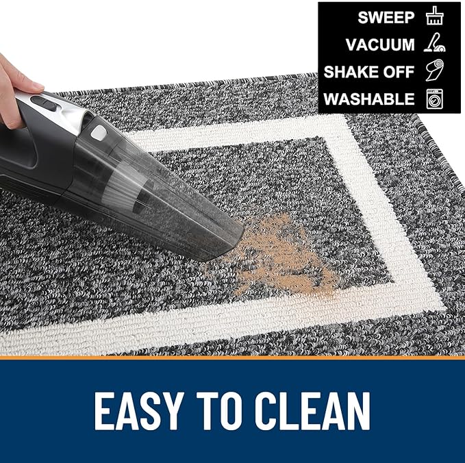 OLANLY Indoor Door Mat, 71x47, Non-Slip Absorbent Resist Dirt Entrance Mat, Washable Low-Profile Inside Entry Doormats for Entryway, Black
