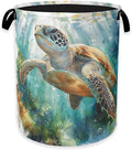 Laundry Hamper,Sea Turtle Laundry Basket,Watercolor Green Ocean Portable Collapsible Laundry Room Organization Storage for Dorm Room,Nursery,Bathroom,Bedroom,16x20 Inch