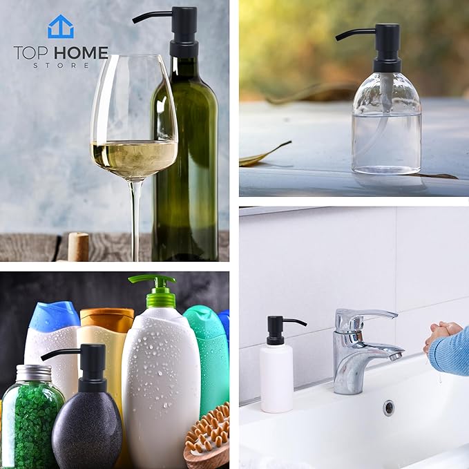 Bathroom Countertop Soap Dispensers (Black Matte, 4 Pack)