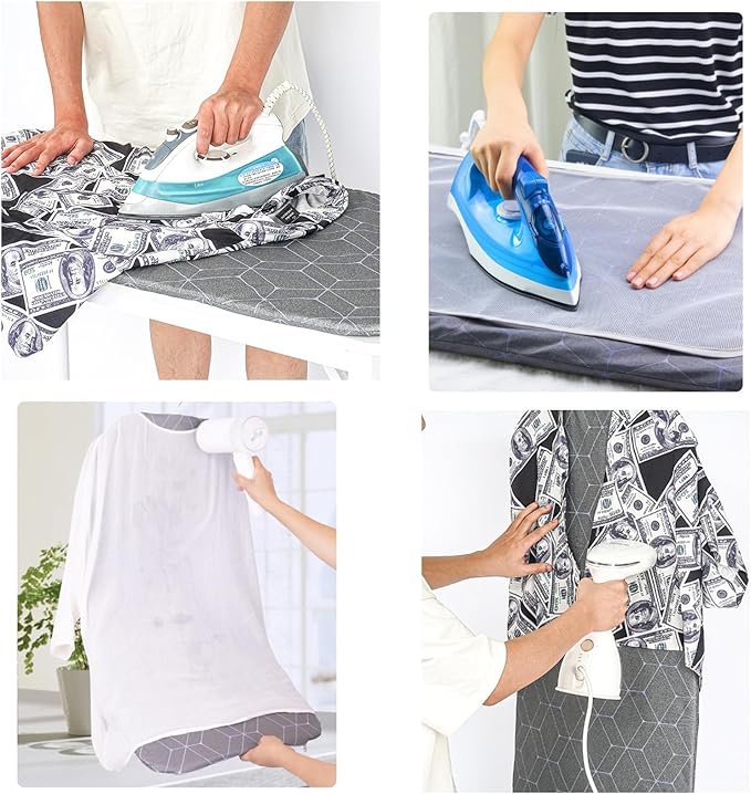 Foldable Hanging Steam Board,Over Door Steamer Mat for Clothes Steaming,360° Rotatable Hook,Heat-Resistant Steam Board Clothes Pad,Clothes Steamer with Stand & Clothing Rack for Steaming