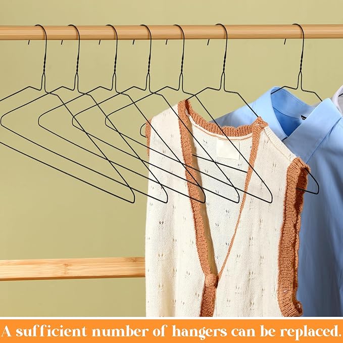 200 Pcs Wire Hangers Bulk 17.7" Dry Cleaner Hangers, Suit Holders for Home Caped Clothing (Black)